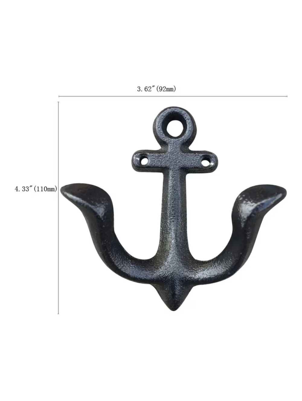 NWT 3pk Nautical Cast Iron Anchor Wall Mount Coat Hooks 3.62